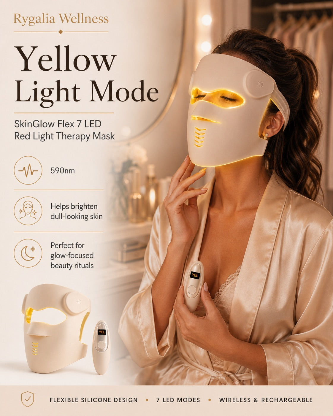 SkinGlow Flex 7 LED Red Light Therapy Mask