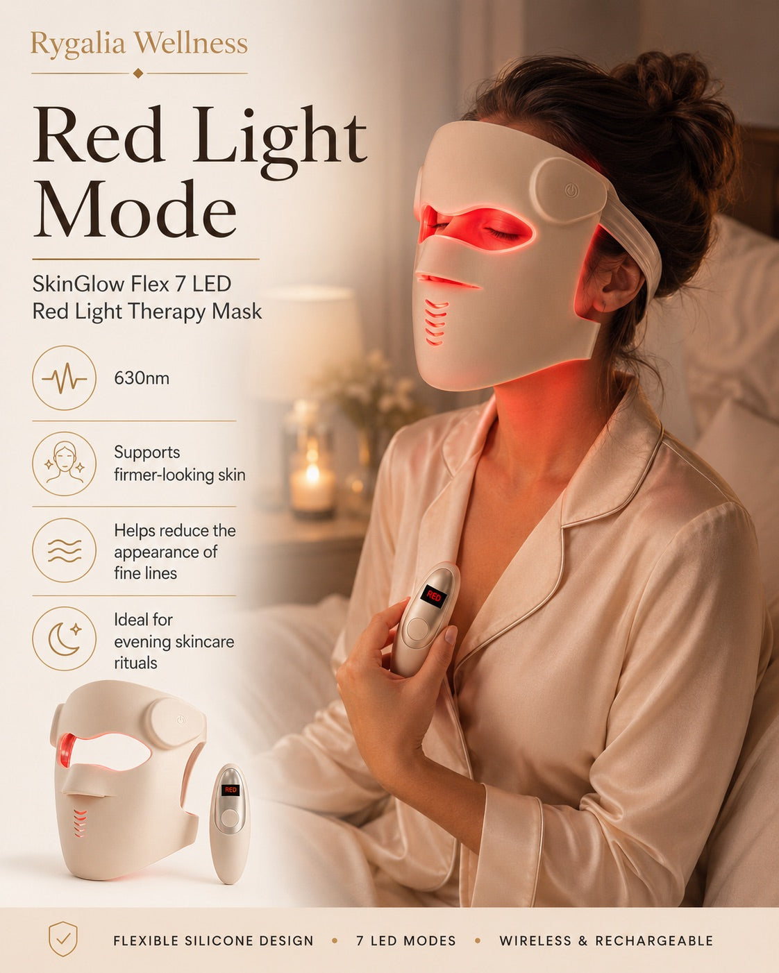 SkinGlow Flex 7 LED Red Light Therapy Mask