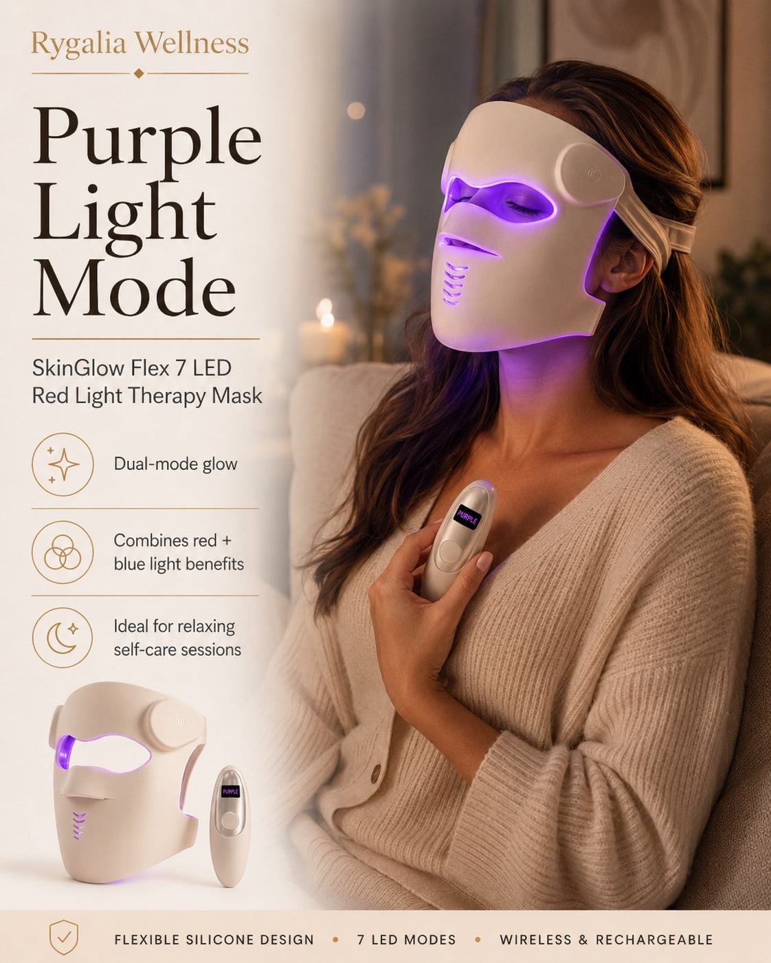 SkinGlow Flex 7 LED Red Light Therapy Mask
