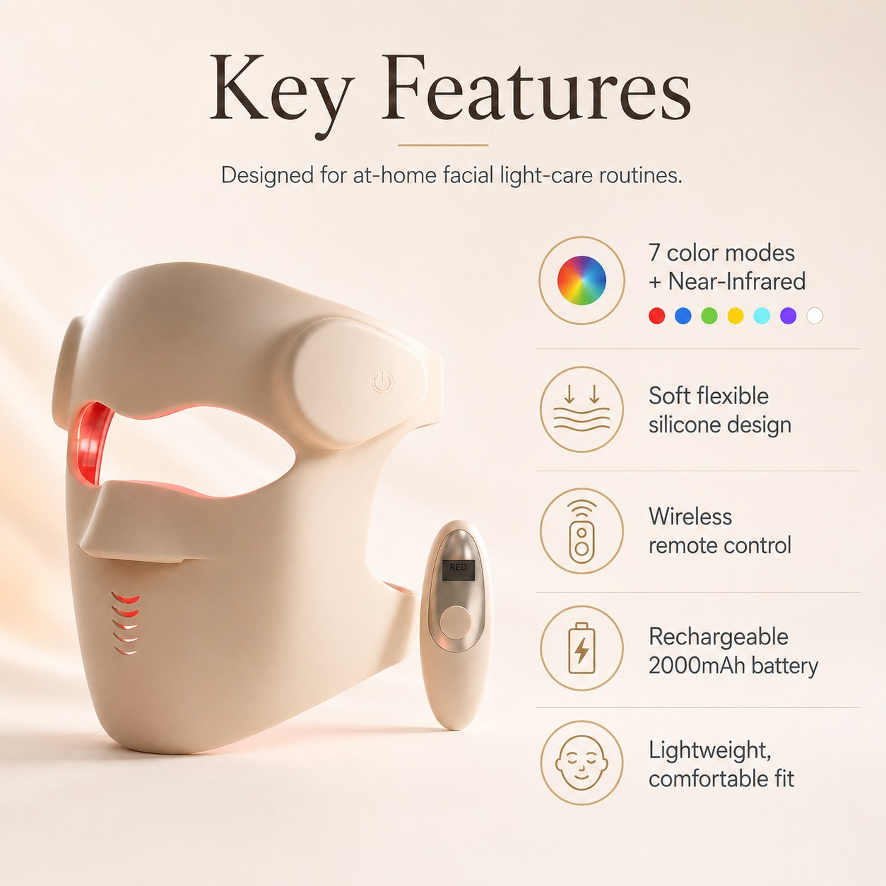 SkinGlow Flex 7 LED Red Light Therapy Mask